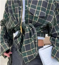 Geruite oversized blouse