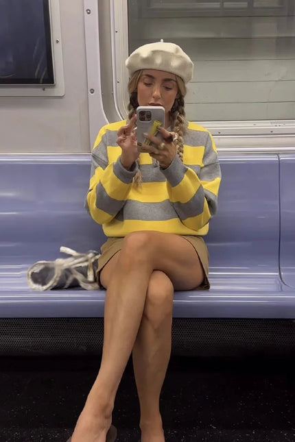 Gestreepte trui met kraag