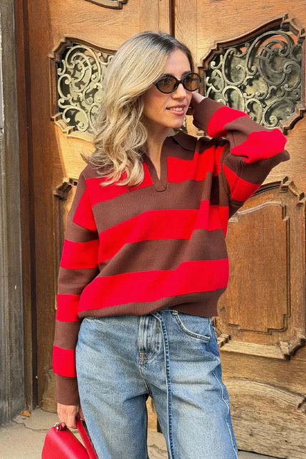 Gestreepte trui met kraag