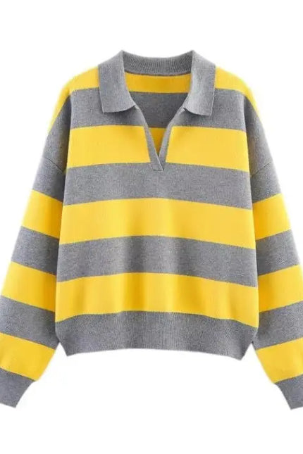 Gestreepte trui met kraag